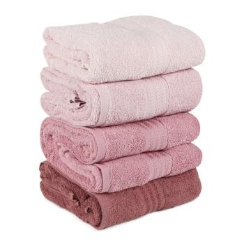 Zestaw 4 różowych ręczników Rainbow Powder, 70x140 cm