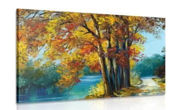 Obraz malowane drzewa w jesiennych barwach - 90x60