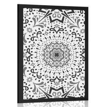 Plakat unikalny wzór etniczny w czerni i bieli - 20x30 silver