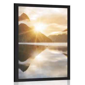 Plakat piękny wschód słońca w Nowej Zelandii - 60x90 black