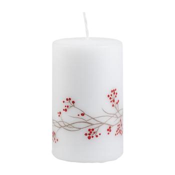 Biała świeczka z roślinnym motywem Unipar, 40 h