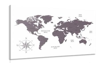 Obraz dyskretna mapa świata w kolorze brązowym - 120x80