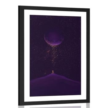Plakat passepartout fioletowa magiczna planeta - 20x30 white