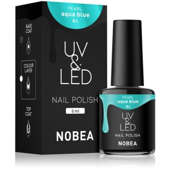 NOBEA UV & LED Nail Polish zelowy lakier do paznokcji z UV / przy użyciu lampy LED błyszczący odcień Aqua blue #4 6 ml