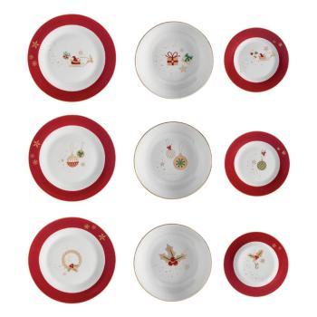 18-częściowy porcelanowy zestaw talerzy ze świątecznym motywem Brandani Alleluia