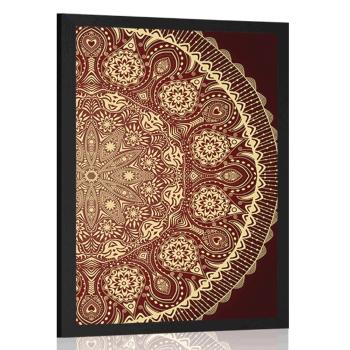 Plakat ozdobna mandala z koronką w kolorze bordowym - 20x30 silver