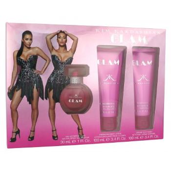 Kim Kardashian Glam zestaw Edp 30 ml + Balsam do ciała 100 ml + Żel pod prysznic 100 ml dla kobiet Uszkodzone pudełko