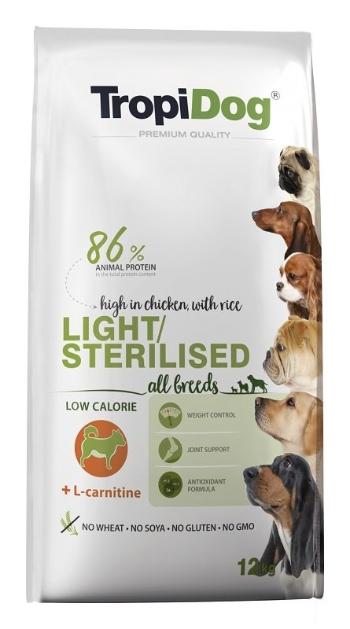 TROPIDOG Premium Light-Sterilised 12kg sucha karma dla psów z nadwagą