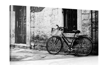 Obraz rower retro w wersji czarno-białej - 120x80