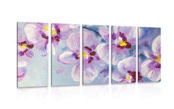 5-częściowy obraz romantyczne fioletowe kwiaty