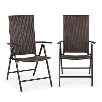 Blumfeldt Estoril, Krzesło ogrodowe, polirattan, aluminium, 7-stopniowa regulacja, składane, kolor brązowy