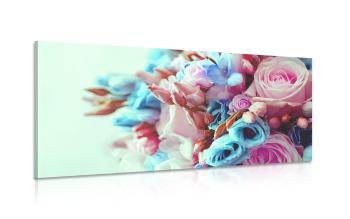 Obraz wielobarwny bukiet róż - 100x50