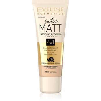 Eveline Cosmetics Satin Matt podkład matujący z ekstraktem ze śluzu ślimaka odcień 103 Natural 30 ml