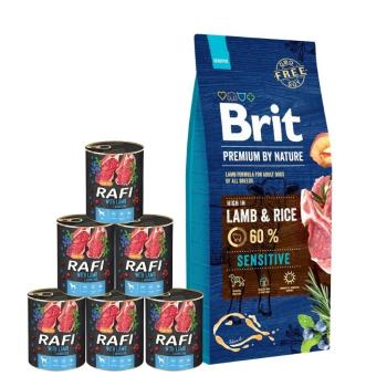 BRIT Premium By Nature Sensitive Lamb 15 kg + mokra karma z jagnięciną 6x400 g