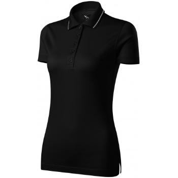 Damska elegancka merceryzowana koszulka polo, czarny, XL