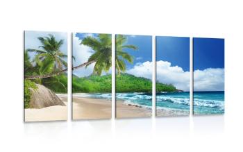 5-częściowy obraz piękna plaża na wyspie Seszele - 200x100