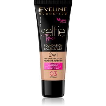Eveline Cosmetics Selfie Time podkład i korektor 2 w 1 odcień 03 Vanilla 30 ml