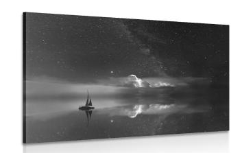 Obraz łódź na morzu w wersji czarno-białej - 60x40
