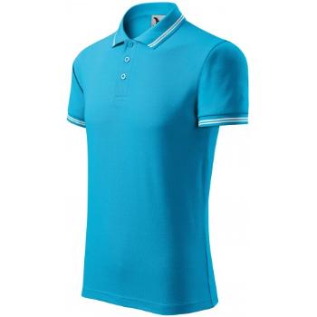 Męska koszulka polo w kontrastowym kolorze, turkus, XL
