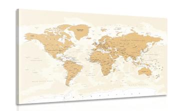 Obraz mapa świata z akcentem vintage - 90x60