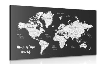 Obraz czarno-biała unikalna mapa świata - 120x80
