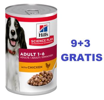 HILL'S Science Plan Canine Adult Chicken 370 g dla dorosłych psów z kurczakiem 9+3 GRATIS