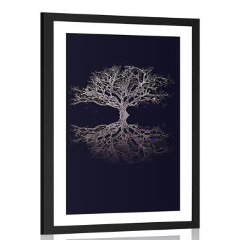 Plakat passepartout tajemnicze drzewo życia - 60x90 silver