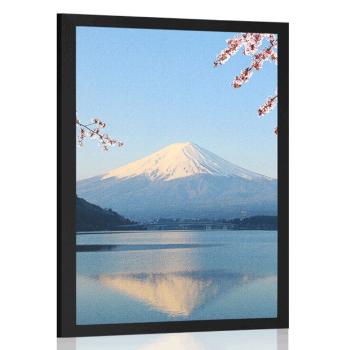 Plakat widok z jeziora na Fuji - 60x90 black