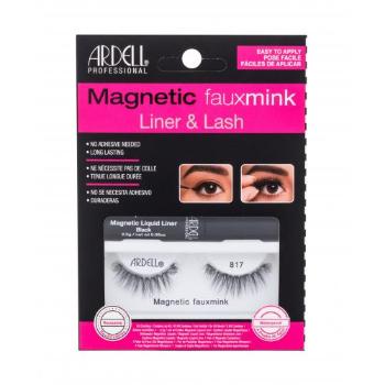 Ardell Magnetic Faux Mink 817 zestaw Sztuczne rzęsy 1 szt. + magnetyczny płynny żelowy eyeliner 2,5 g dla kobiet Uszkodzone pudełko Black