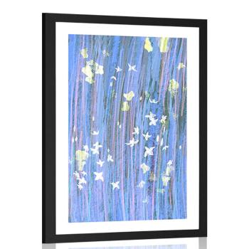 Plakat passepartout abstrakcja kwiatów w kolorze fioletowym - 30x45 silver