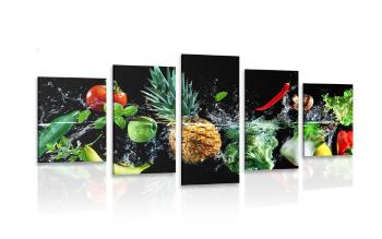 5-częściowy obraz organiczne owoce i warzywa - 100x50