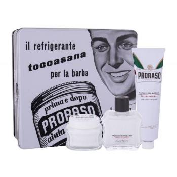 PRORASO White After Shave Balm Kit zestaw Balsam po goleniu 100 ml + Krem do golenia 150 ml + Krem przed goleniem 100 ml + Puszka dla mężczyzn