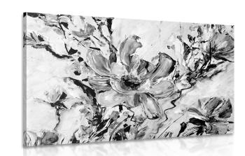 Obraz malowane kwiaty lata w wersji czarno-białej - 60x40