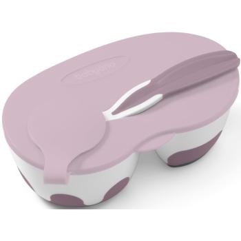 BabyOno Be Active Two-chamber Bowl with Spoon zestaw naczyń dla niemowląt Purple