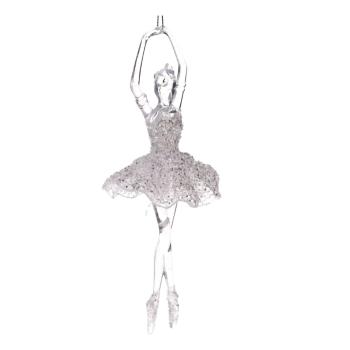 Wisząca figurka baletnicy w kolorze srebra Dakls, wys. 17 cm