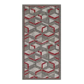 Szaro-czerwony chodnik Floorita Hypnotik, 55x115 cm