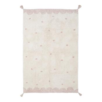 Różowo-kremowy ręcznie wykonany dywan z bawełny Nattiot Minna, 100x150 cm