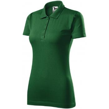 Damska koszulka polo slim fit, butelkowa zieleń, XL