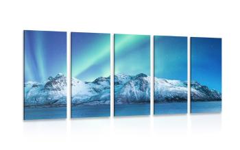 5-częściowy obraz arktyczna zorza polarna - 100x50