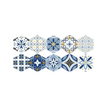 Zestaw 10 naklejek podłogowych Ambiance Hexagons Jelilna, 20x18 cm