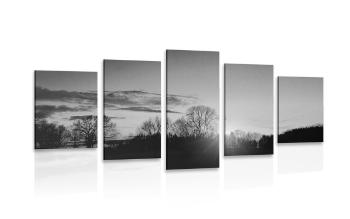 5-częściowy obraz piękny zachód słońca w wersji czarno-białej - 200x100