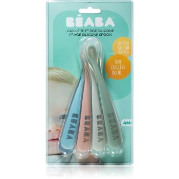 Beaba Silicone Spoon Set of 4 ergonomic silicone spoons łyżeczka Eucalyptus 4 szt.