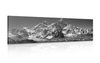 Obraz piękny szczyt górski w wersji czarno-białej - 135x45