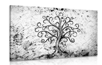 Obraz symbol drzewa życia w wersji czarno-białej - 120x80