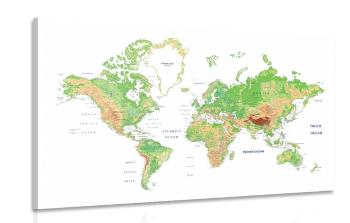 Obraz klasyczna mapa świata z białym tłem - 120x80