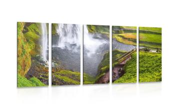 5-częściowy obraz wodospad Seljalandsfoss - 100x50