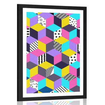 Plakat z passe-partout kolorowy wzór - 60x90 black