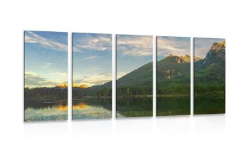 5-częściowy obraz jezioro przy górach - 100x50