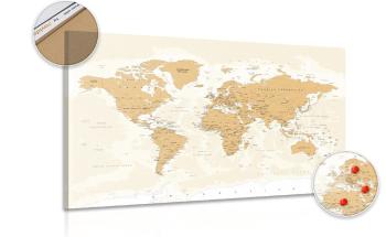 Obraz na korku mapa świata w stylu vintage - 120x80  metallic