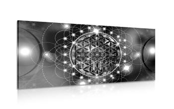 Obraz czarująca Mandala w wersji czarno-białej - 120x60